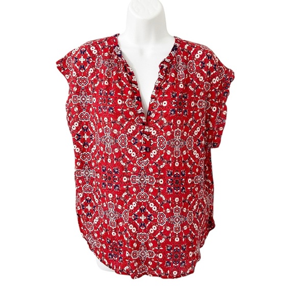 Xirena Cotton Popover Top in Red size Medium - Picture 1 of 7